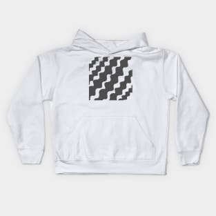 Grey and white slanting waves pattern Kids Hoodie